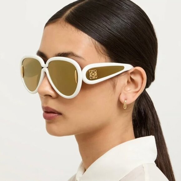 Loewe Men Sunglasses White Brown Gold Mirror Pilot LW40132I 25G NEW AUTHENTIC - Picture 8 of 8